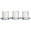 DecMode 3 Candle Blue Metal Buoy Distressed 3 Linked Candle Holder with White Wood Accents