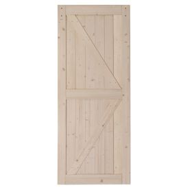 36 in. x 84 in. Unfinished Sliding Barn Door with 6.6FT Barn Door Hardware Kit & Handle ; K Frame; Solid Spruce Wood; Requires Simple DIY Assembly