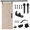 36 in. x 84 in. Unfinished Sliding Barn Door with 6.6FT Barn Door Hardware Kit & Handle ; K Frame; Solid Spruce Wood; Requires Simple DIY Assembly