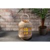 Gerson International 13.38-inch Tall Natural Bamboo Lantern with 6-inch tall battery operated candle