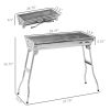 Portable Charcoal Grill, Stainless Steel Folding Outdoor BBQ Grill for Backyard Cooking, Camping, Picnic, Party, Tailgating and Travel with Pan, Grill