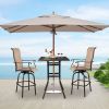 Patio Bar Height Table, All-Weather Cast Aluminium Square Bar Bistro Table with 2" Umbrella Hole, Outdoor Tall Table for Porch Balcony Backyard Garden