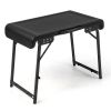 3 Pieces Folding Camping Table Stool Set with 2 Retractable LED Stools